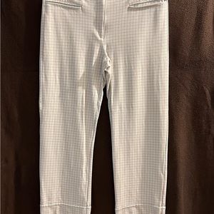 Womens’ Fashion Crop Pants - Size Large (33’) / Plaid Checkered Beige